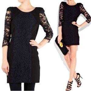TIBI NYC Chantal Lace Dress 0 Black